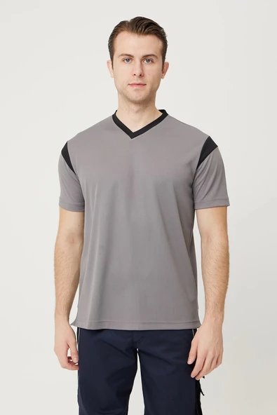 Allium V Yaka Tişört Nefes Alabilir Esnek ve Şık İş ve Günlük Kullanım İçin ürün görseli