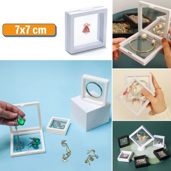 Miracle Omni® 7x7 cm Standlı 3D Takı Ziynet Hatıra Koleksiyon Saklama Kutusu Şeffaf Film Çerçevesi