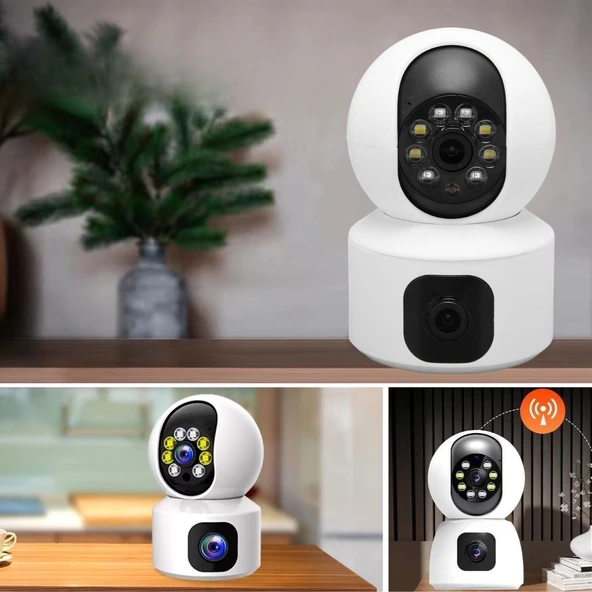 Miracle Omni® Çift Kameralı Wifi Bağlantılı Gece Görüşlü Ev Tipi Güvenlik Kamerası