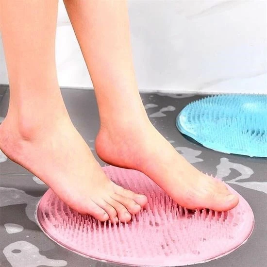 Miracle Omni® Silikon Fırçalı Banyo Masaj Matı ve  Ayaklar için Topuk Masaj Paspası