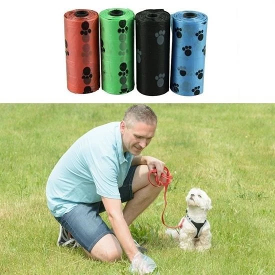 Miracle Omni® 4lü Evcil Hayvanlar Için Pati Desenli Kedi Köpek Kaka Poşeti Torbası