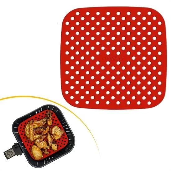 Miracle Omni® Renkli Isıya Dayanıklı Yıkanılabilir Silikon Fırın Ve Airfryer Kare Pişirme Matı 21,5 Cm