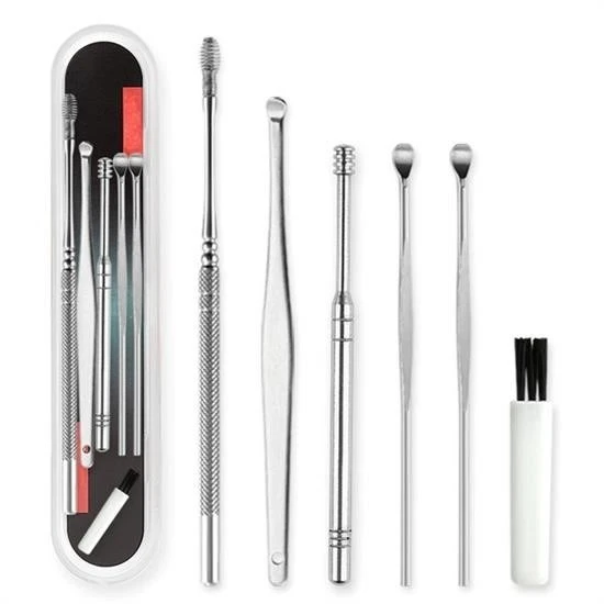 Miracle Omni® 6 Parça Paslanmaz Çelik Kulak Balmumu Toplayıcı Çıkarıcı Temizleyici Bakımı Çubuk Seti