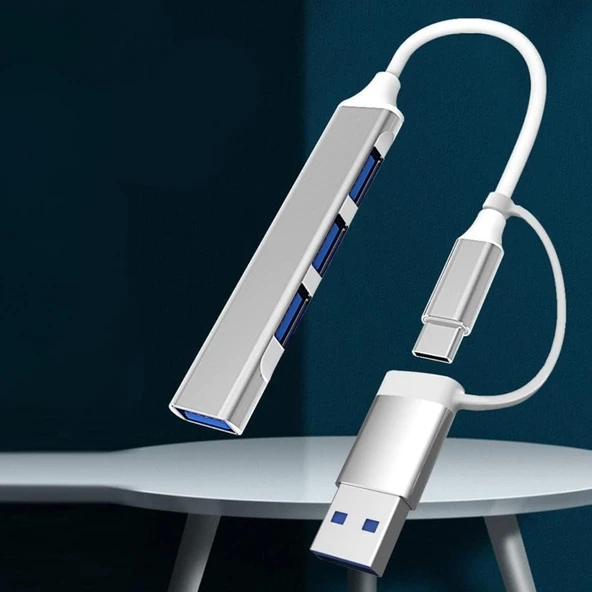 Miracle Omni® 4 Port'lu Bağlantı İstasyonu Ultra İnce USB Bölücü TYPE-C tipi Çoklu Arayüz Adaptörü Multi Usb Çoklayıcı - Resim 3