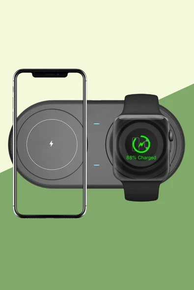 Miracle Omni® 2si 1arada Kablosuz Saat,Kulaklık ve Telefon Hızlı Şarj Etme Aparatı - Resim 6