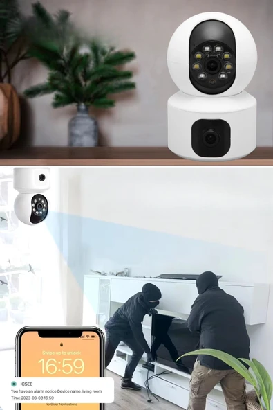 Miracle Omni® Çift Kameralı Wifi Bağlantılı Gece Görüşlü Ev Tipi Güvenlik Kamerası - 6