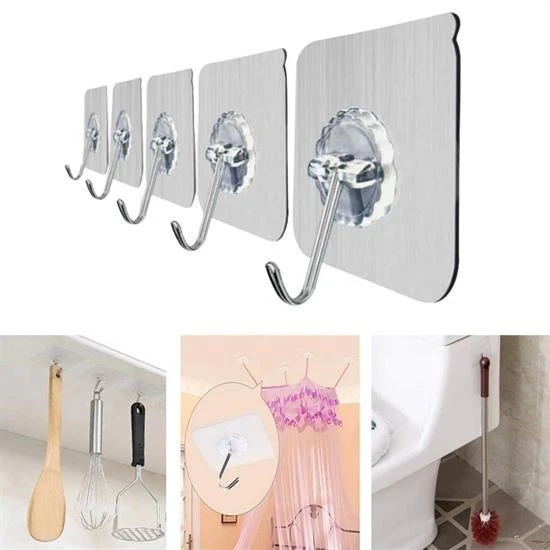 Miracle Omni® Süper Güçlü Yapışkanlı Suya Dayanıklı Şeffaf Askı 5li Set Yeniden Kullanılabilir Kancalar