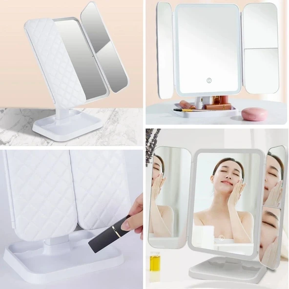 Miracle Omni® 2 Kapaklı,3 Farklı Dokunmatik Led Ayarlı USB Şarj ile Şarj Olabilen Makyaj Aynası - 5