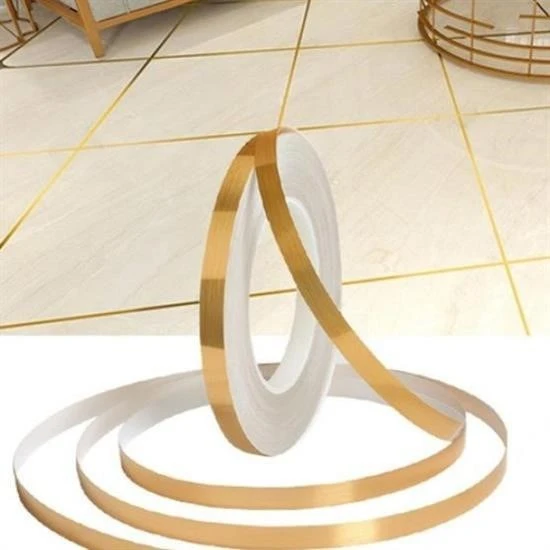 Miracle Omni® 50 Metre Fayans Arası Şerit Dekoratif Yapışkan Renkli Dekor Su Geçirmez Sızdırmaz Altın Bant - 6