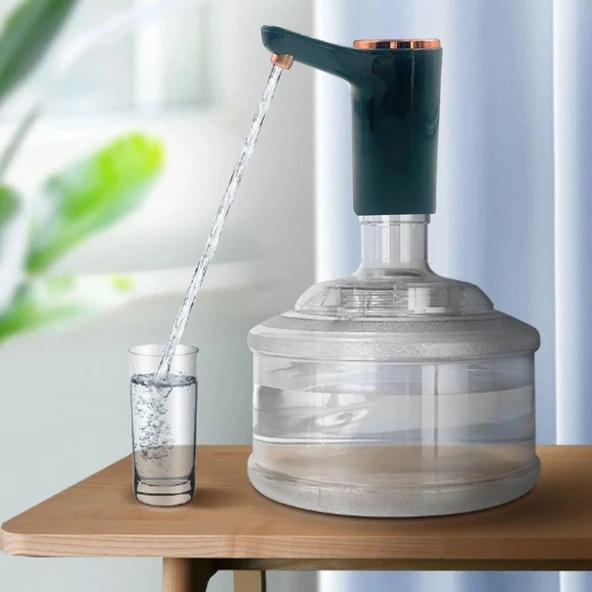 Miracle Omni® Retro Model Otomatik Damacana Pompası Aparatı Yeşil Renk Bakır Detaylı