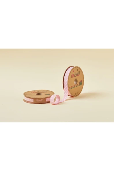 Biye Büyük Puanlı Katlı A16 Pembe 2 cm 25 Metre %65 Koton %35 Polyester