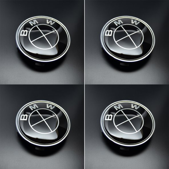 BMW ARMALI SİYAH JANT GÖBEĞİ SETİ 68mm (4 ADET)