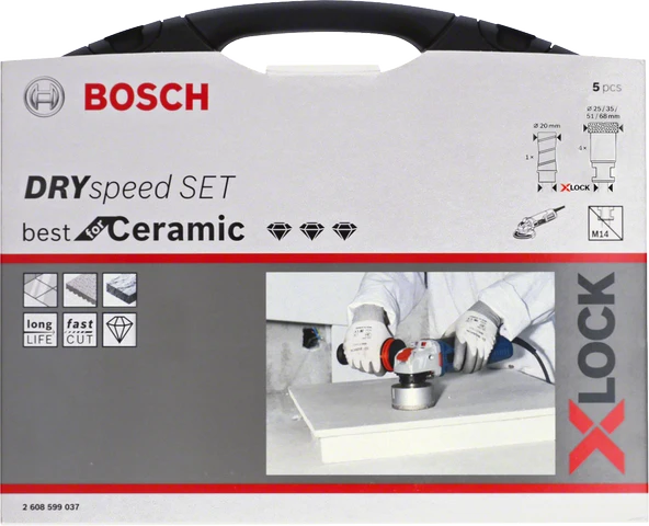 Bosch - X-LOCK - Best Serisi, Taşlama İçin Seramik Kuru Elmas Delici ve Elmas Parmak Freze Uçlu 5 Parça Set - 2
