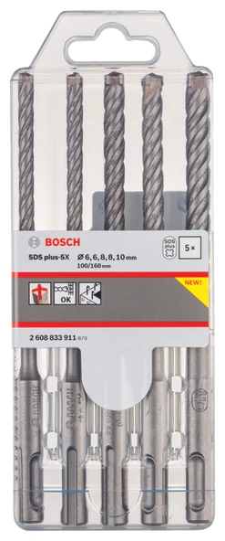 Bosch - SDS plus-5X Serisi Kırıcı Delici Matkap Ucu 5 Parça Set (6,6,8,8,10 x 160 mm) - 2
