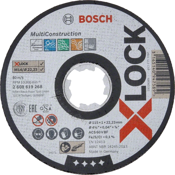 Bosch - X-LOCK - 115*1,0 mm Çoklu Malzemelerde Kullanım İçin Düz Kesme Diski (Taş)