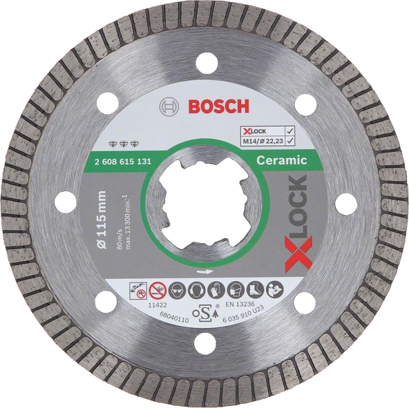 Bosch - X-LOCK - Best Serisi Seramik İçin, Extra Temiz Kesim Turbo Segman  Elmas Kesme Diski 115 mm