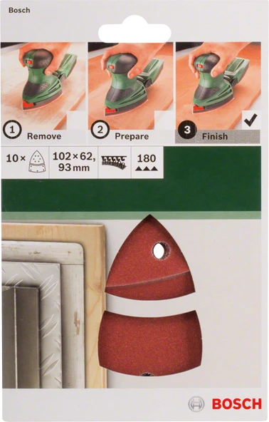 Bosch - Multi Zımpara Kağıdı 10'lu, 102 x 62/93 mm 180 Kum 11 Delik - 2