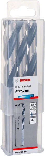 Bosch - HSS-PointeQ Metal Matkap Ucu 12,2 mm 5'li - 2