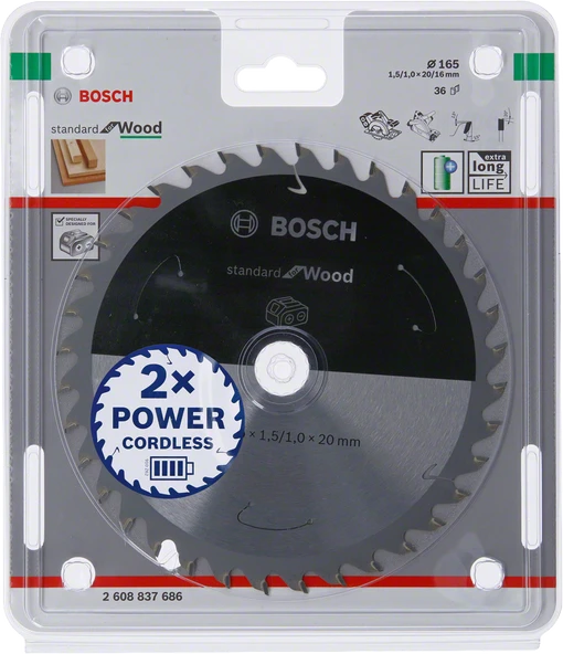 Bosch - Standard for Serisi Ahşap için Akülü Daire Testere Bıçağı 165*20 mm 36 Diş - 2