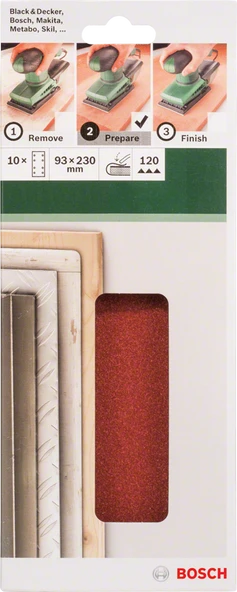 treşimli Zımpara Kağıdı 10'lu, 93 x 230 mm 120 Kum 8 Delik - 2
