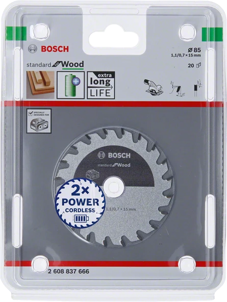 Bosch - Standard for Serisi Ahşap için Akülü Daire Testere Bıçağı 85*15 mm 20 Diş - 2