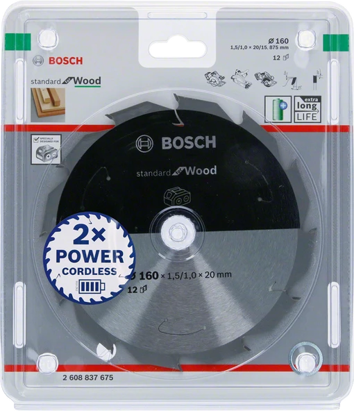 Bosch - Standard for Serisi Ahşap için Akülü Daire Testere Bıçağı 160*20 mm 12 Diş - 2