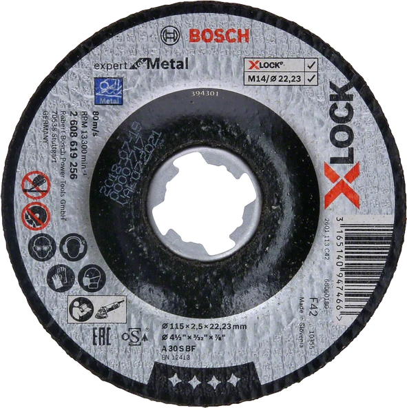 Bosch - X-LOCK - 115*2,5 mm Expert Serisi Bombeli Metal Kesme Diski (Taş)