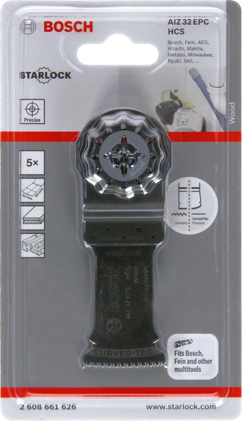 Bosch - Starlock - AIZ 32 EPC - HCS Ahşap İçin Daldırmalı Testere Bıçağı 5'li - 2