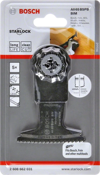 Bosch - Starlock - AII 65 BSPB - BIM Sert Ahşap İçin Daldırmalı Testere Bıçağı 5'li - 2