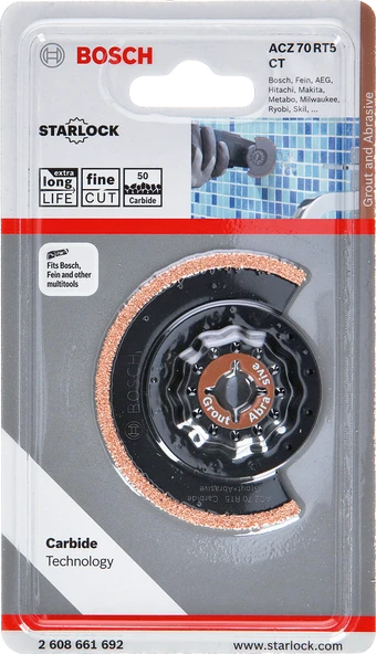 Bosch - Starlock - ACZ 70 RT5 - Carbide RIFF Zımpara Uçlu Dar Kesim Segman Testere Bıçağı 50 Kum Kalınlığı 1'li - 2