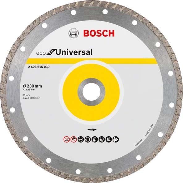 Bosch - Ekonomik Seri 9+1 Genel Yapı Malzemeleri İçin Elmas Kesme Diski 230 mm Turbo