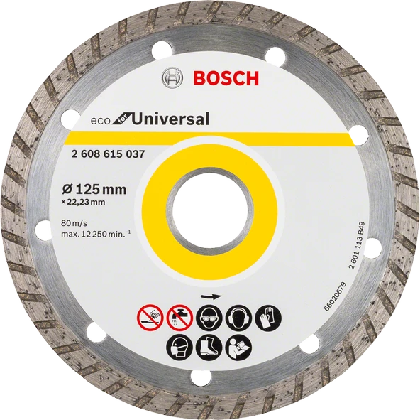 Bosch - Ekonomik Seri 9+1 Genel Yapı Malzemeleri İçin Elmas Kesme Diski 125 mm Turbo