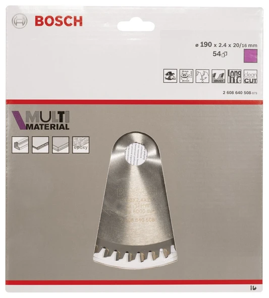 Bosch - Standard for Serisi Çoklu Malzeme için Daire Testere Bıçağı 190*20/16 mm 54 Diş - 2