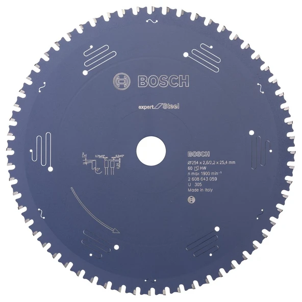 Bosch - Expert Serisi Metal için Daire Testere Bıçağı 254*25,40 mm 60 Diş