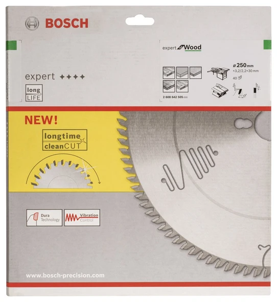 Bosch - Expert Serisi Ahşap için Daire Testere Bıçağı 250*30 mm 40 Diş - 2