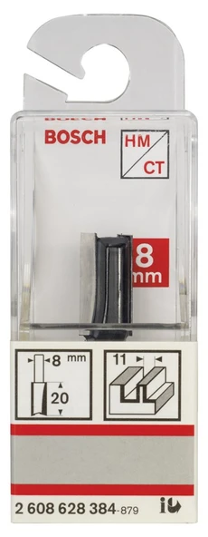 Bosch - Standard Seri Ahşap İçin Çift Oluklu, Sert Metal Düz Freze Ucu 8*11*51mm - 2