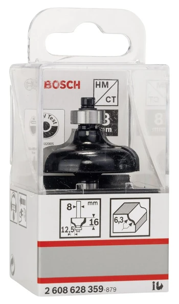 Bosch - Standard Seri Ahşap İçin Çift Oluklu Sert Metal Kenar Biçimlendirme Frezesi 8*38*57mm - 2