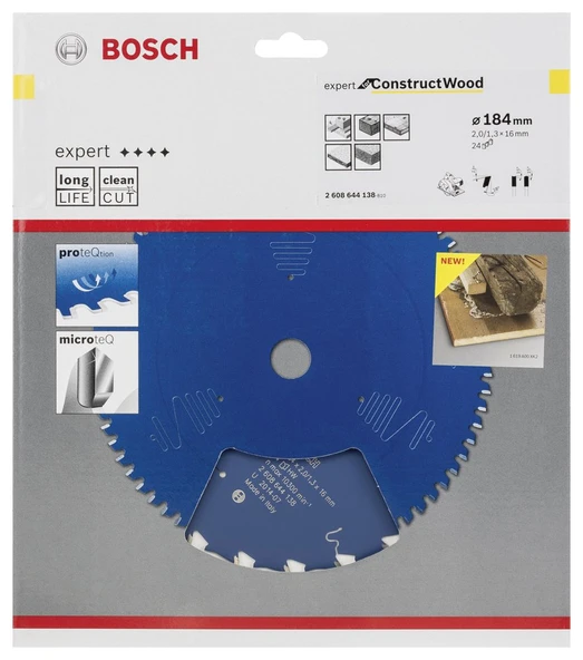 Bosch - Expert Serisi İnşaat Ahşabı için Daire Testere Bıçağı 184*16 mm 24 Diş - 2