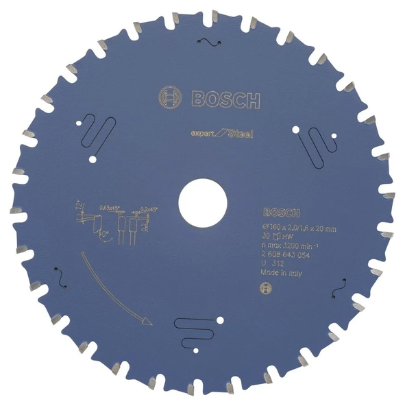 Bosch - Expert Serisi Metal için Daire Testere Bıçağı 160*20 mm 30 Diş