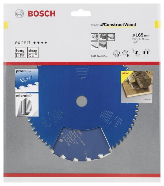 Bosch - Expert Serisi İnşaat Ahşabı için Daire Testere Bıçağı 165*20 mm 24 Diş - 2
