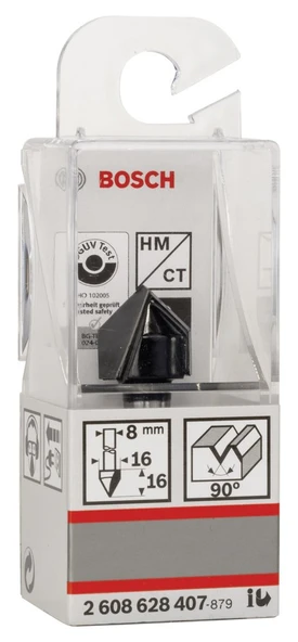 Bosch - Standard Seri Ahşap İçin Çift Oluklu Sert Metal V-Kanal Freze 8*16*45 mm - 2