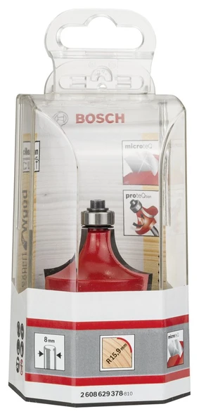 Bosch - Expert Serisi Ahşap İçin Çift Oluklu, Sert Metal Bilye Yataklı Yuvarlama Frezesi 8*15,90*64mm - 2