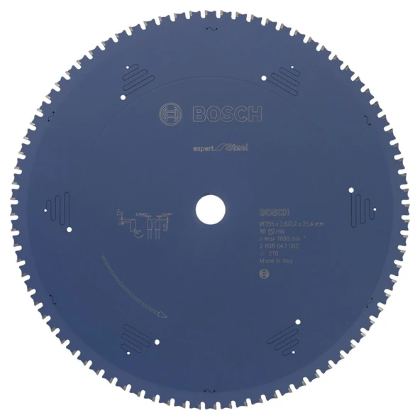 Bosch - Expert Serisi Metal için Daire Testere Bıçağı 355*25,40 mm 80 Diş