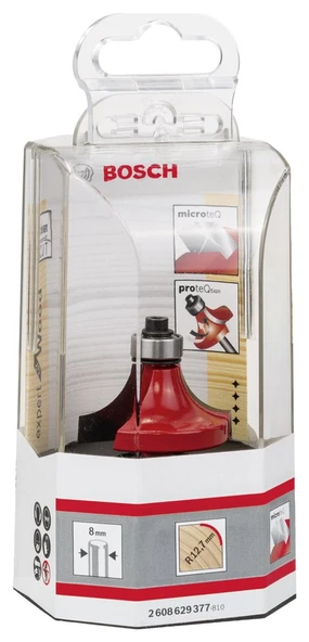 Bosch - Expert Serisi Ahşap İçin Çift Oluklu, Sert Metal Bilye Yataklı Yuvarlama Frezesi 8*12,7*61mm - 2