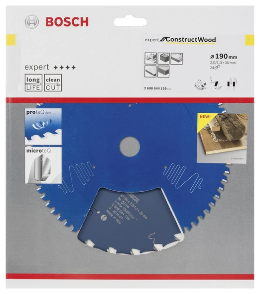 Bosch - Expert Serisi İnşaat Ahşabı için Daire Testere Bıçağı 190*30 mm 24 Diş - 2