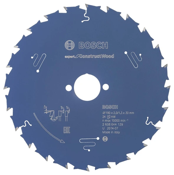 Bosch - Expert Serisi İnşaat Ahşabı için Daire Testere Bıçağı 190*30 mm 24 Diş