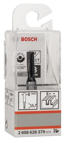 Bosch - Standard Seri Ahşap İçin Çift Oluklu, Sert Metal Düz Freze Ucu 8*6*48 mm - 2