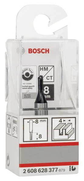 Bosch - Standard Seri Ahşap İçin Tek Oluklu, Sert Metal Düz Freze Ucu 8*4*51 mm - 2