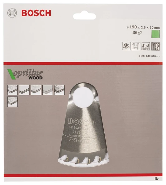 Bosch - Optiline Serisi Ahşap için Daire Testere Bıçağı 190*30 mm 36 Diş - 2