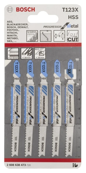 Bosch - Kademeli Artan Dişli Seri Metal İçin T 123 XF Dekupaj Testeresi Bıçağı - 5'Li Paket - 2
